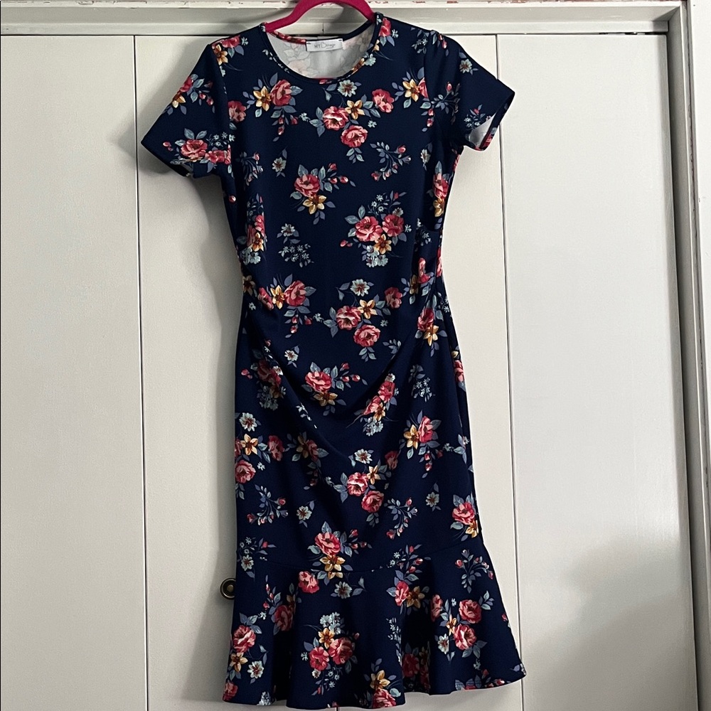 Floral Navy Maternity Dress